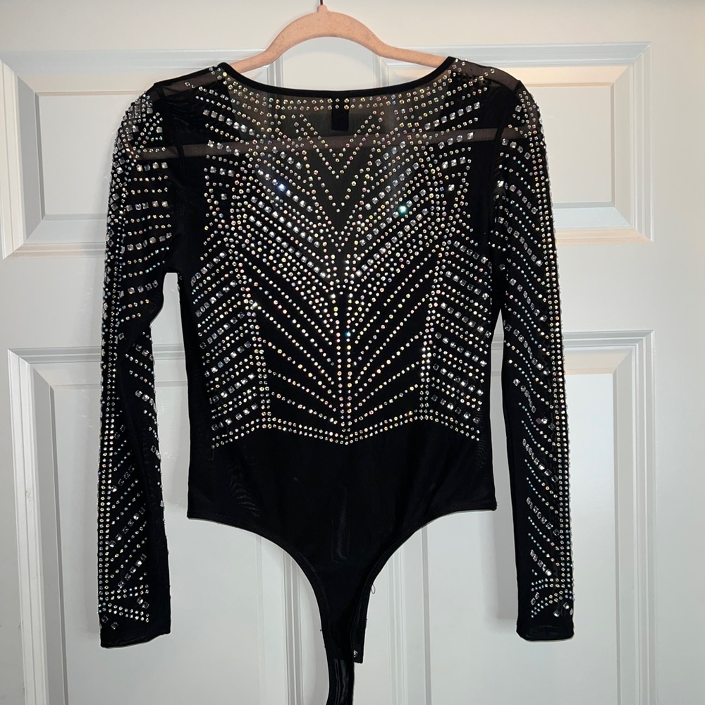 Rhinestone bedazzled bodysuit